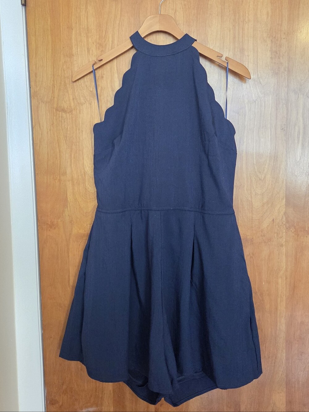 Francesca's Navy Scalloped Halter Romper